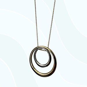 Loft Double Circle Pendant Chain Necklace Gold and Silver Long Necklace